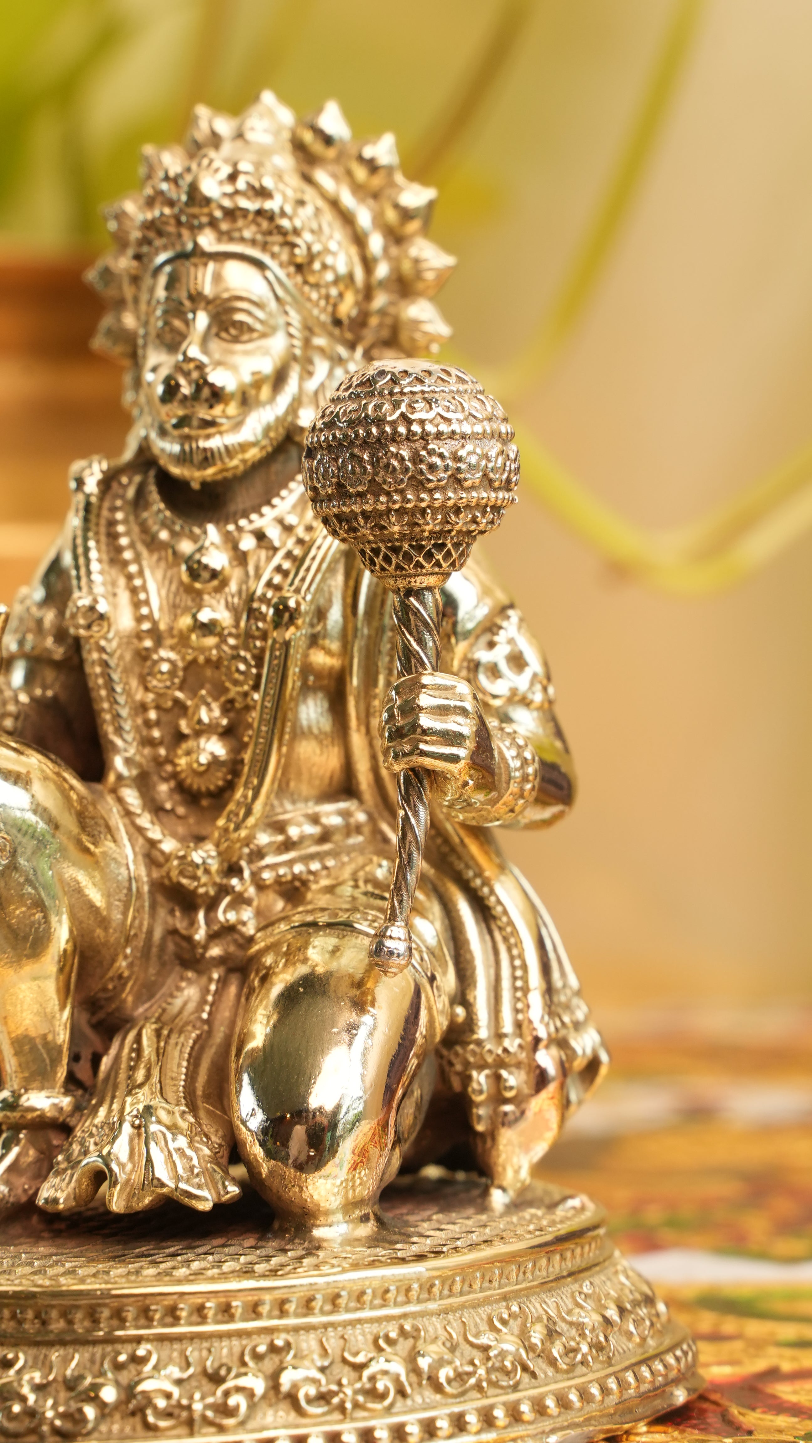 Hanuman Ji Brass Murti | Sitting in Ashirwad (Blessing) Position